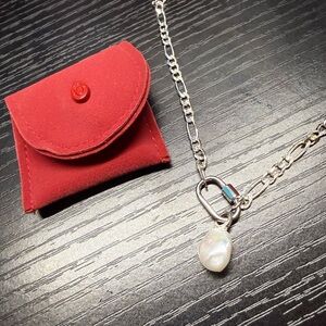 Aurate Silver Chain Necklace with Pearl Pendant